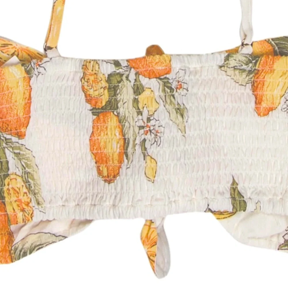 🌷NWT!🌷For Love & Lemons White and Yellow Floral Print Crop Top Size Small - Picture 5 of 5